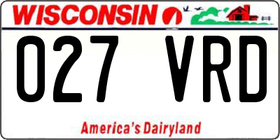 WI license plate 027VRD