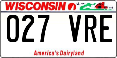 WI license plate 027VRE