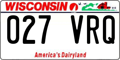 WI license plate 027VRQ