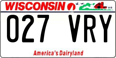 WI license plate 027VRY