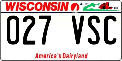 WI license plate 027VSC
