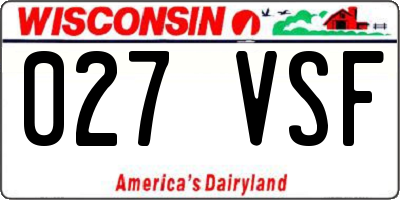 WI license plate 027VSF