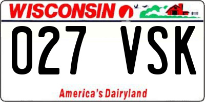 WI license plate 027VSK