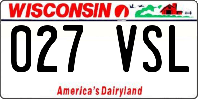 WI license plate 027VSL