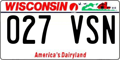 WI license plate 027VSN