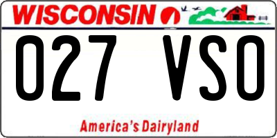 WI license plate 027VSO