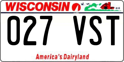 WI license plate 027VST