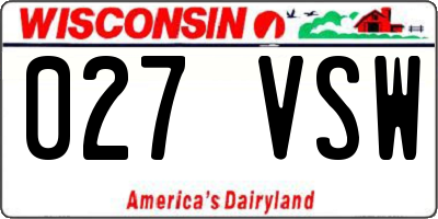 WI license plate 027VSW