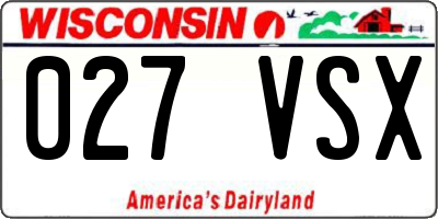 WI license plate 027VSX