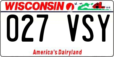 WI license plate 027VSY