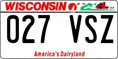WI license plate 027VSZ