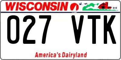 WI license plate 027VTK