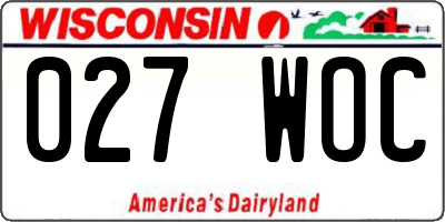 WI license plate 027WOC