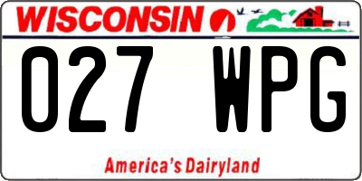 WI license plate 027WPG