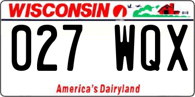 WI license plate 027WQX