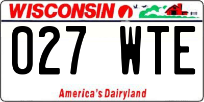 WI license plate 027WTE