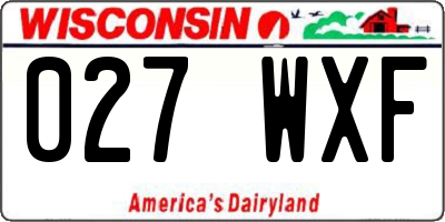 WI license plate 027WXF