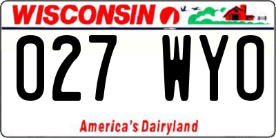 WI license plate 027WYO