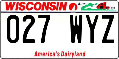 WI license plate 027WYZ