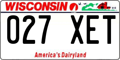 WI license plate 027XET