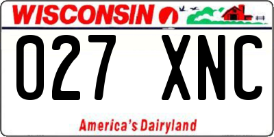 WI license plate 027XNC