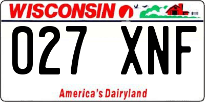 WI license plate 027XNF