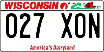 WI license plate 027XON