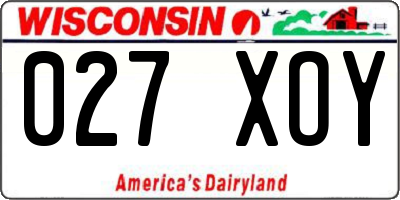 WI license plate 027XOY