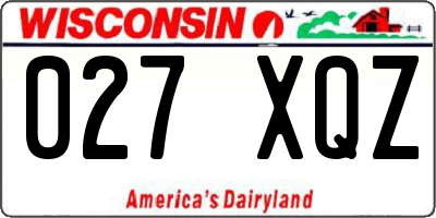 WI license plate 027XQZ