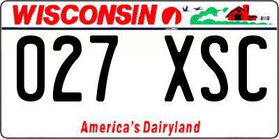 WI license plate 027XSC