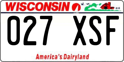WI license plate 027XSF