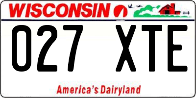 WI license plate 027XTE