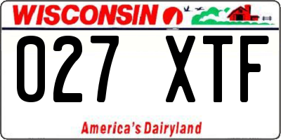 WI license plate 027XTF