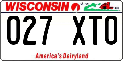 WI license plate 027XTO