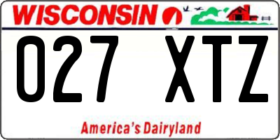WI license plate 027XTZ