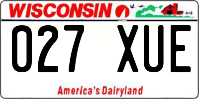 WI license plate 027XUE