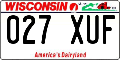 WI license plate 027XUF