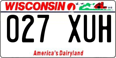 WI license plate 027XUH