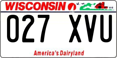 WI license plate 027XVU