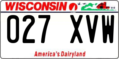 WI license plate 027XVW