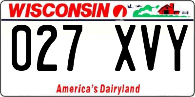 WI license plate 027XVY