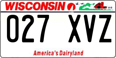 WI license plate 027XVZ