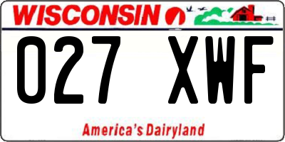 WI license plate 027XWF