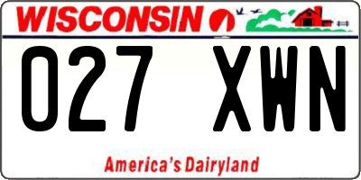 WI license plate 027XWN