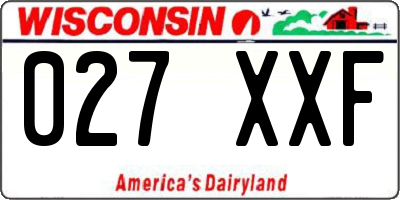 WI license plate 027XXF