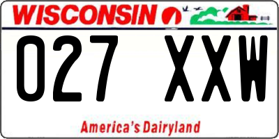 WI license plate 027XXW