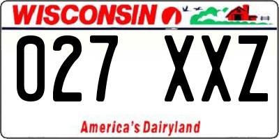 WI license plate 027XXZ