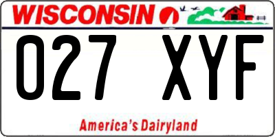 WI license plate 027XYF