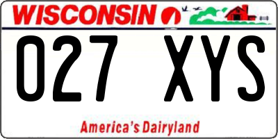 WI license plate 027XYS