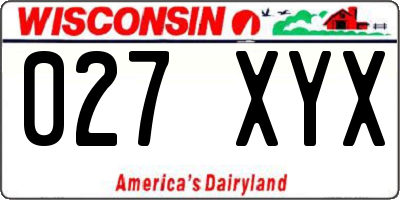 WI license plate 027XYX